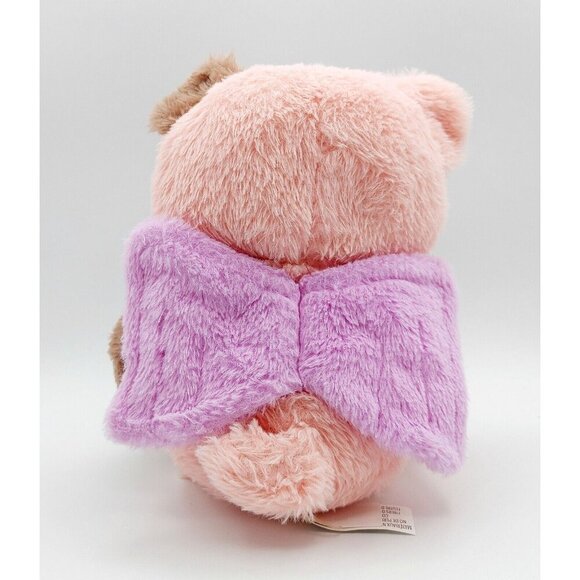 KellyToy Pink Brown Flying Pig Purple Wings Pink Eyes Plush Stuffed Animal Toy - Picture 3 of 4